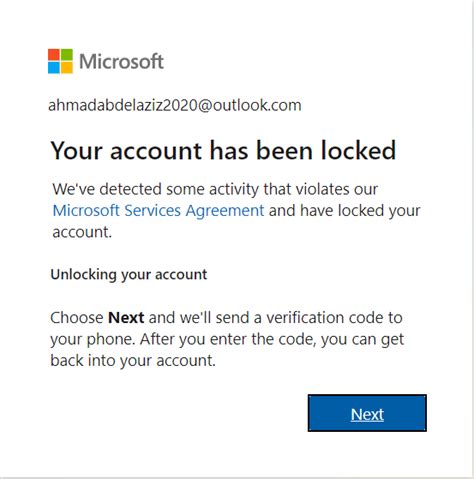 unblock my outlook account|Account has been locked .